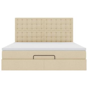 Ottoman-Bett mit Matratze Creme 160x200 cm Stoff