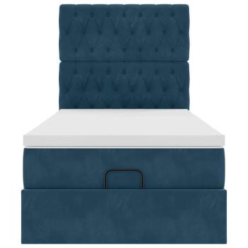 Ottoman-Bett mit Matratzen Dunkelblau 90x190 cm Samt