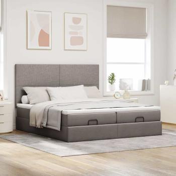 Ottoman-Bett mit Matratzen Taupe 160x200 cm Stoff