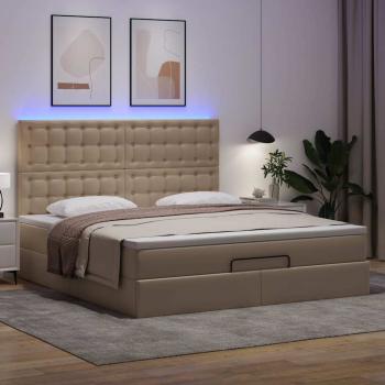 Ottoman-Bett mit Matratze & LEDs 180x200cm Kunstleder