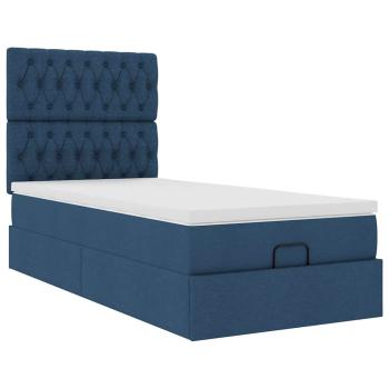 Ottoman-Bett mit Matratze & LEDs Blau 80x200 cm Stoff