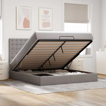 ARDEBO.de - Ottoman-Bett mit Matratze & LEDs Taupe 160x200 cm Stoff