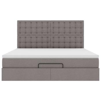 Ottoman-Bett mit Matratze & LEDs Taupe 160x200 cm Stoff