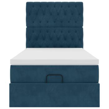 Ottoman-Bett mit Matratzen & LEDs Dunkelblau 90x190 cm Samt