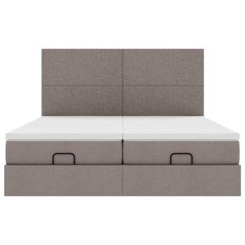 Ottoman-Bett mit Matratzen & LEDs Taupe 160x200 cm Stoff