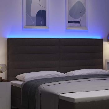 LED Kopfteil Dunkelbraun Stoff