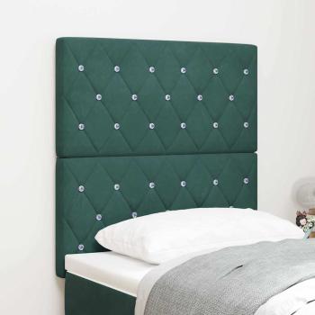 ARDEBO.de - LED Kopfteil mit LED-Lichtleisten Dunkelgrün 80 cm Samt