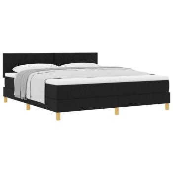 Boxspringbett mit Kissen Schwarz 180 x 200 cm Stoff