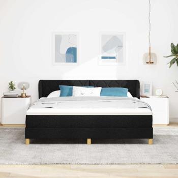 Boxspringbett mit Kopfteil Schwarz 180 x 200 cm Stoff