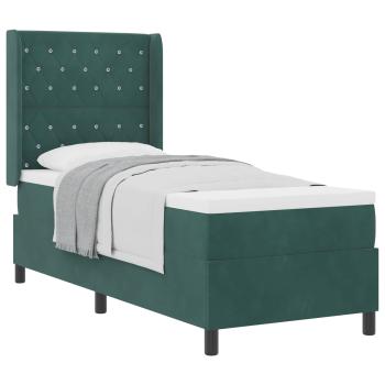 Boxspringbett mit Matratze Dunkelgrün 80 x 200 cm Samt