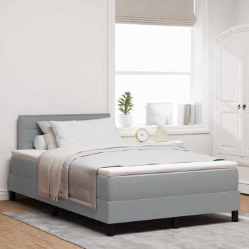 ARDEBO.de - Boxspringbett mit Matratze mit LED Hellgrau 120 x 200 cm Stoff