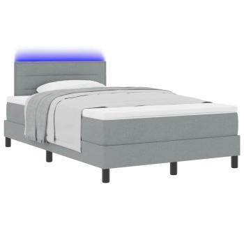 Boxspringbett mit Matratze mit LED Hellgrau 120 x 200 cm Stoff