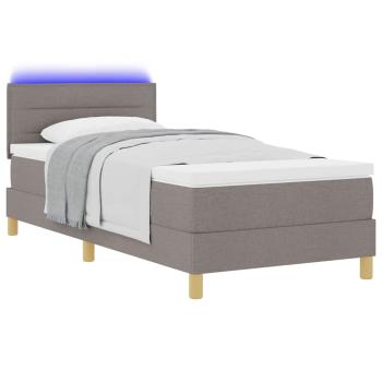 LED Boxspringbett mit Kopfteil Taupe 90 x 200 cm Stoff