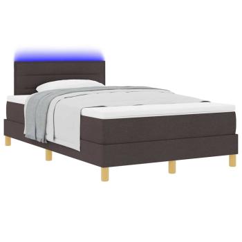 LED Boxspringbett mit Kopfteil Dunkelbraun 120 x 200 cm Stoff