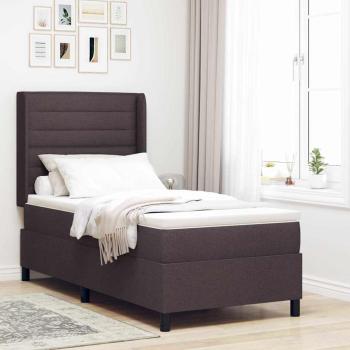 ARDEBO.de - LED Boxspringbett mit Matratze Dunkelbraun 100 x 200 cm Stoff