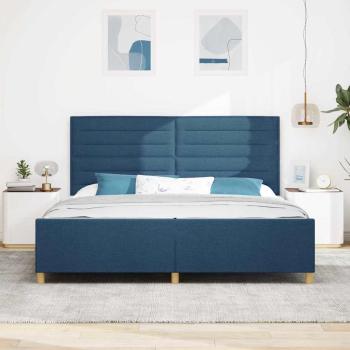 Bettgestell mit Kopfteil Blau 200 x 200 cm Stoff