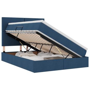 LED-Speicherbett mit Matratze Blau 140 x 190 cm Stoff