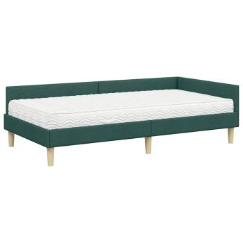 Eckbettgestell mit Matratze 2 stk. Dunkelgrün 90 x 200 cm Stoff
