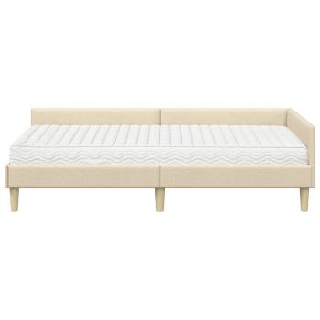 Eckbettgestell mit Matratze 2 stk. Creme 90 x 200 cm Stoff