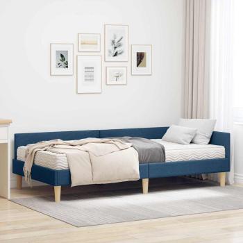 ARDEBO.de - Eckbettgestell mit Matratze 2 stk. Blau 90 x 200 cm Stoff