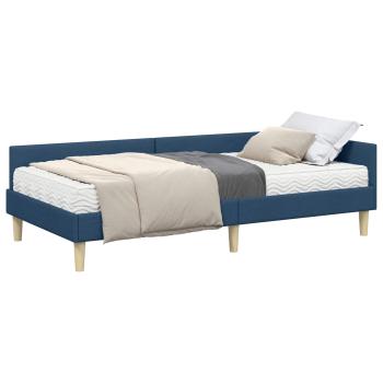 Eckbettgestell mit Matratze 2 stk. Blau 90 x 200 cm Stoff