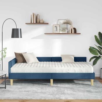 Eckbettgestell mit Matratze 2 stk. Blau 90 x 200 cm Stoff
