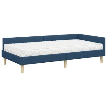 Eckbettgestell mit Matratze 2 stk. Blau 90 x 200 cm Stoff
