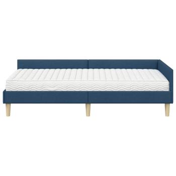 Eckbettgestell mit Matratze 2 stk. Blau 90 x 200 cm Stoff