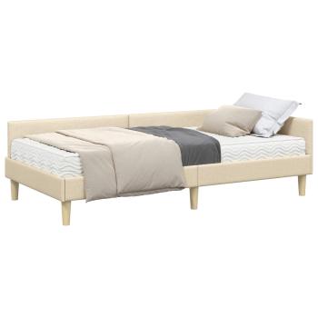Eckbettgestell mit Matratze 2 stk. Creme 100 x 200 cm Stoff