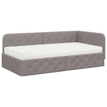 Eckbettgestell Taupe 90 x 200 cm Stoff
