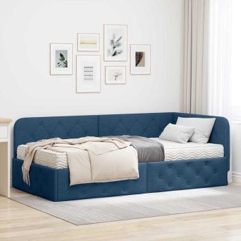 ARDEBO.de - Eckbettgestell Blau 90 x 200 cm Stoff