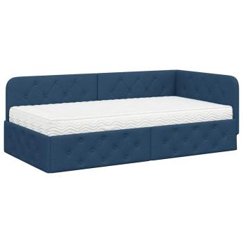Eckbettgestell Blau 90 x 200 cm Stoff