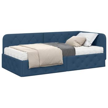 Eckbettgestell Blau 90 x 200 cm Stoff