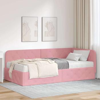 ARDEBO.de - Eckbettgestell Rosa 90 x 200 cm Samt