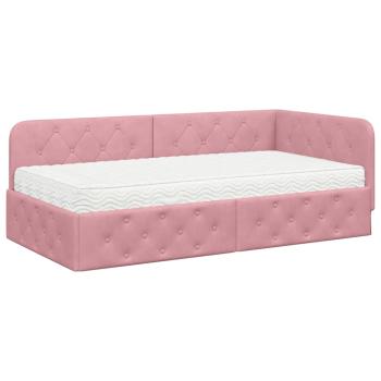 Eckbettgestell Rosa 90 x 200 cm Samt