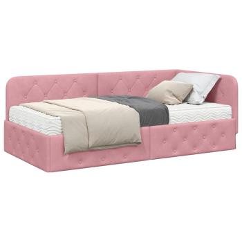 Eckbettgestell Rosa 90 x 200 cm Samt