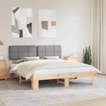 ARDEBO.de - Bettgestell mit gepolstertem Kopfteil Hellgrau 200 x 200 cm