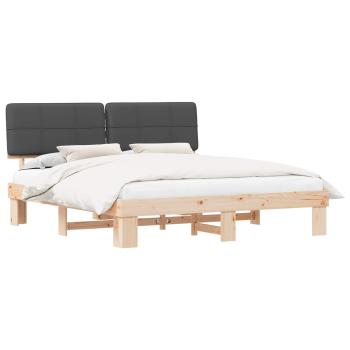 Bettgestell mit gepolstertem Kopfteil Dunkelgrau 200 x 200 cm