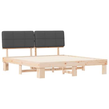 Bettgestell mit gepolstertem Kopfteil Dunkelgrau 200 x 200 cm