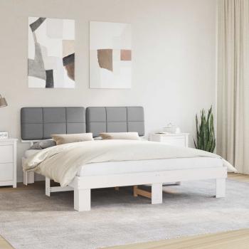 ARDEBO.de - Bettgestell mit gepolstertem Kopfteil Hellgrau 180 x 200 cm