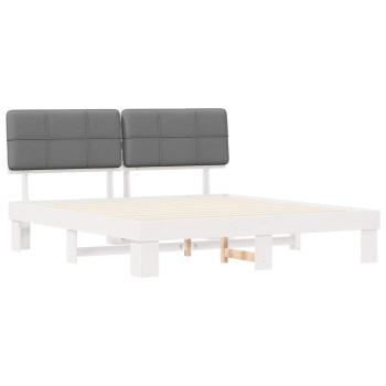 Bettgestell mit gepolstertem Kopfteil Hellgrau 180 x 200 cm
