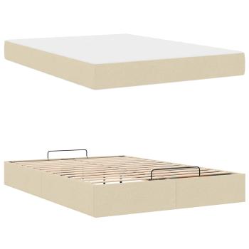 Bettgestell mit Matratze 2 Stk. Creme Stoff
