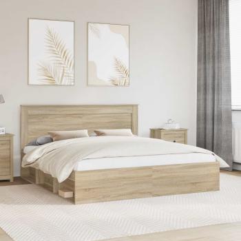 ARDEBO.de - Bettrahmen Sonoma-Eiche 200 x 200 cm Holzwerkstoff