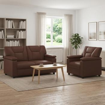 ARDEBO.de - Sofa-Set 2 pcs Braun Kunstleder