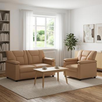 ARDEBO.de - Sofa-Set 2 pcs Cappuccino Kunstleder