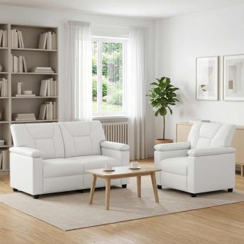 ARDEBO.de - Sofa-Set 2 pcs Weiß Kunstleder