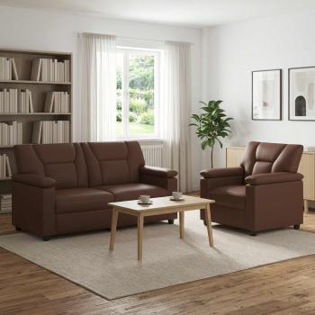 ARDEBO.de - Sofa-Set 2 pcs Braun Kunstleder