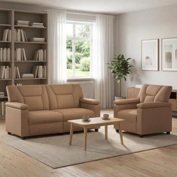 ARDEBO.de - Sofa-Set 2 pcs Cappuccino Kunstleder