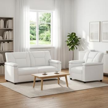 ARDEBO.de - Sofa-Set 2 pcs Weiß Kunstleder