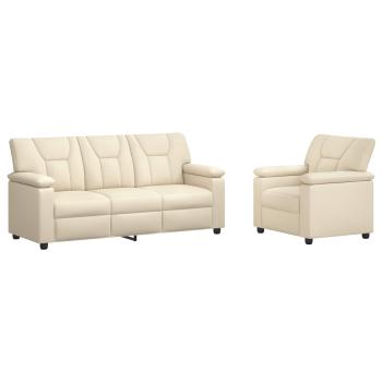 Sofa-Set 2 pcs Creme Kunstleder